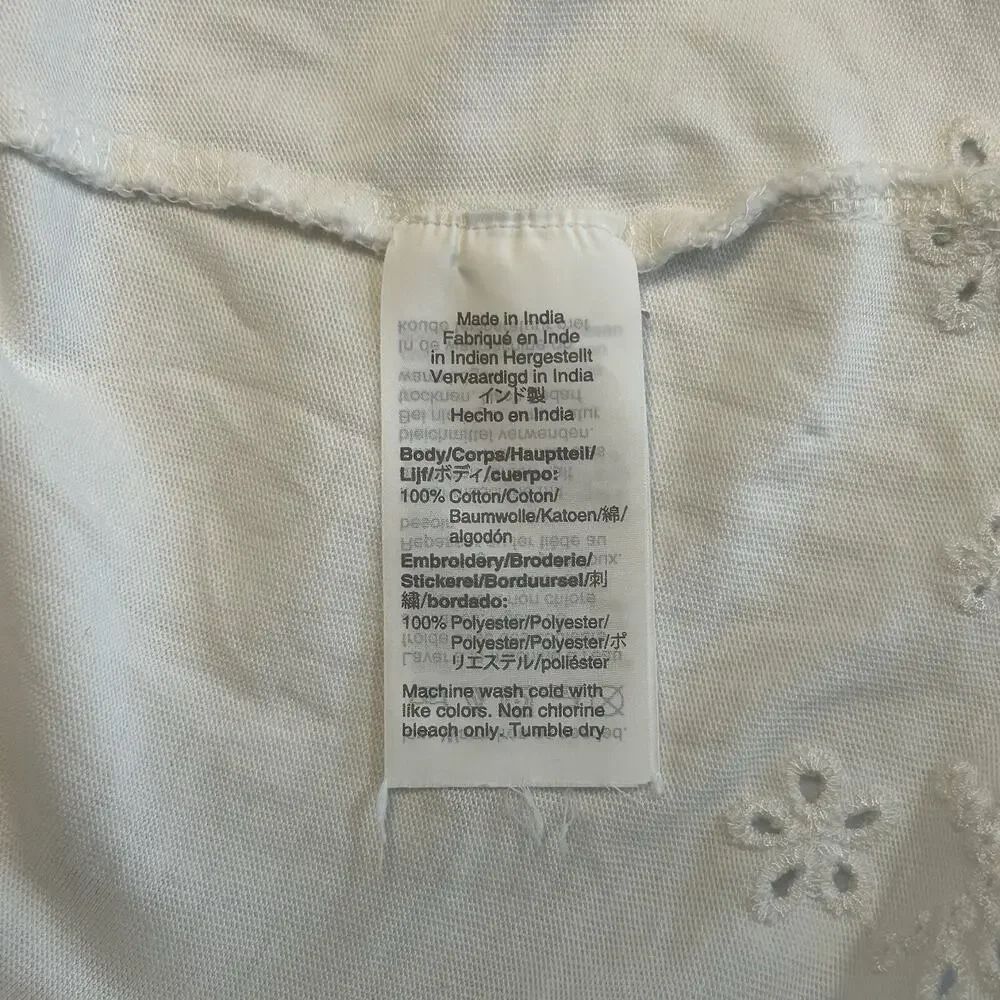 J Crew White Eyelet Trim Dress Sz S Beachy‎ Graduation Bridal Coastal Summer